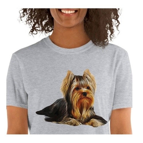 Camiseta feminina Macochula personalizada com a foto do seu animal de estimação cinza.