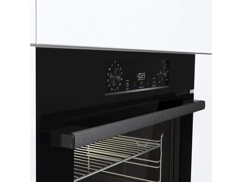 Gorenje Essential BOS6737E06B - Ovn - med dampfunktion - til indbygning - niche - bredde: 56 cm - dybde: 55 cm - højde: 59 cm - med selv-rengøring - Klasse A - sort