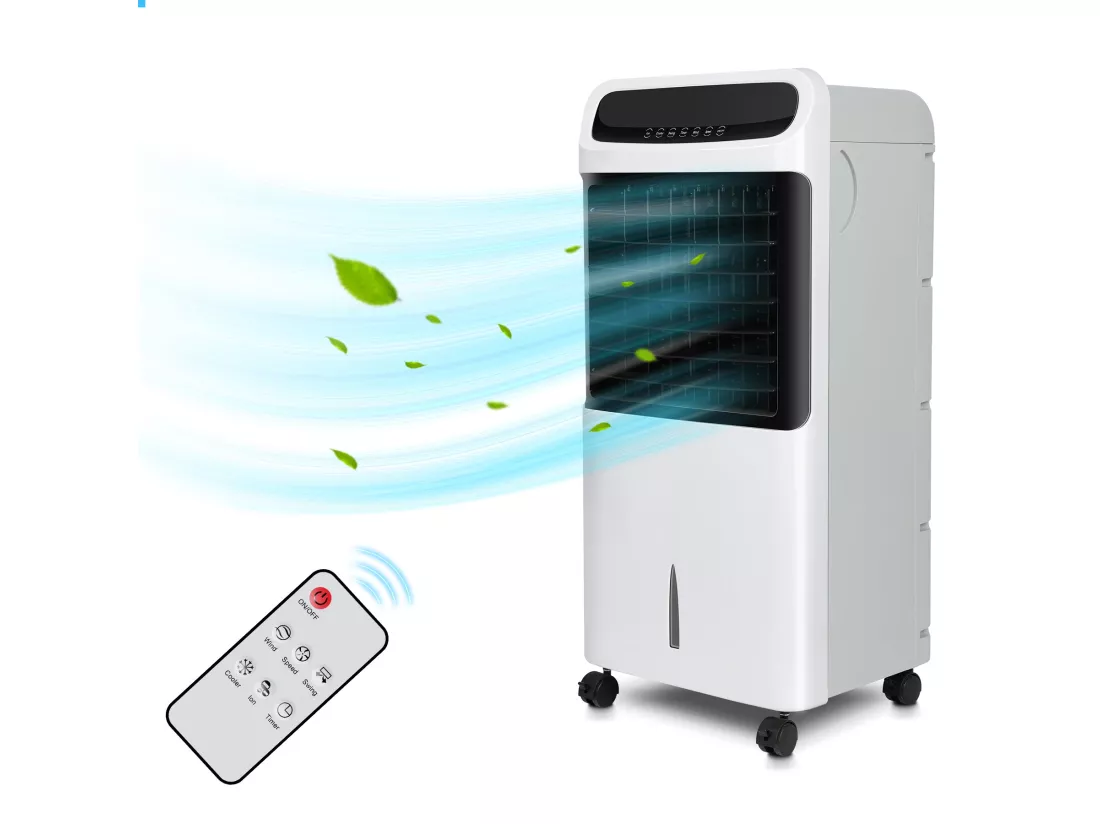 Rafraîchisseur d’Air, Humidificateur, Ventilateur, Minuterie 12 heures, Refroidisseur, Télécommande
