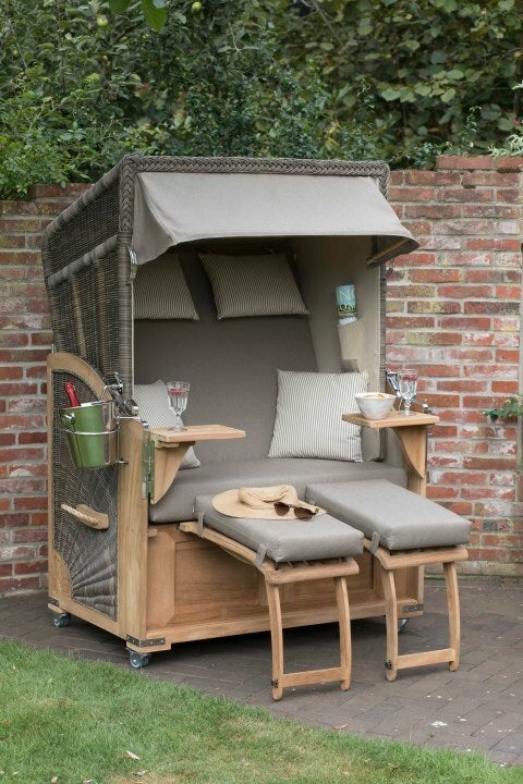 Strandstoel Nordstrand Teak PE grijs Design 506