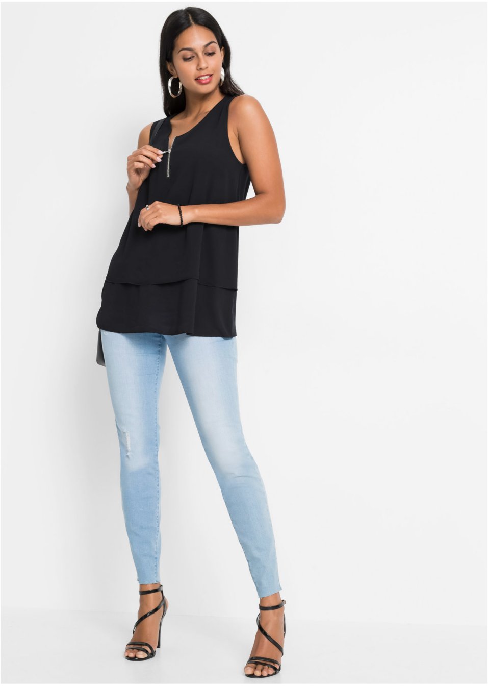 Top zippé en viscose