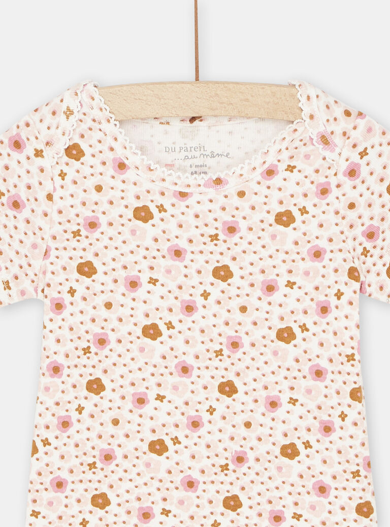 Body écru et rose à imprimé fleuri bébé fille