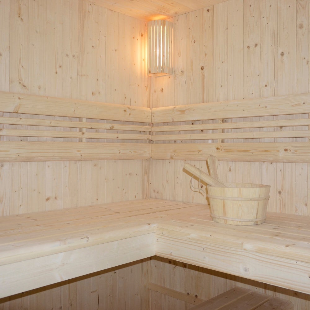 Home Deluxe - Traditionele Sauna - Shadow XL BIG - 200 x 200 x 190 cm - voor 6 personen - sparrenhout, incl. saunakachel | stoomsauna | opgietsauna
