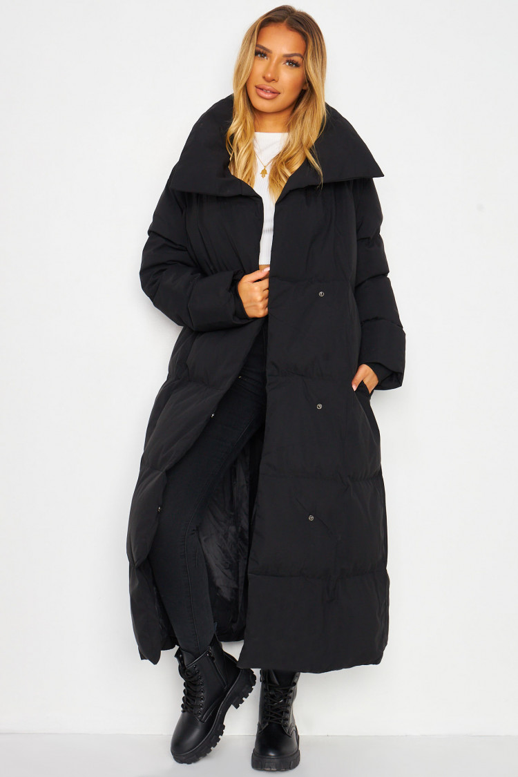 Doudoune matelassée noire manches longues