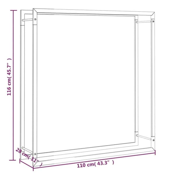 vidaXL Vedstativ matt svart 110x28x116 cm stål
