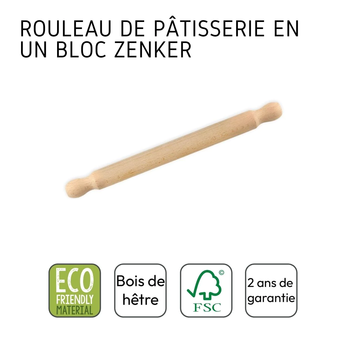 Rouleau à pâtisserie en bois certifié FSC 35 cm Smart Pastry Zenker