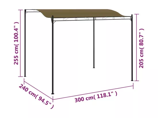 Auvent de parasol 3x2,4 m Taupe 180 g/m²