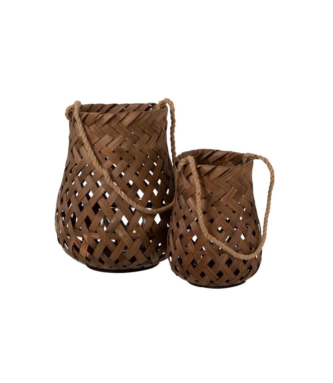 Paris Prix - Lanterne Ronde En Bambou tresse 30cm Marron