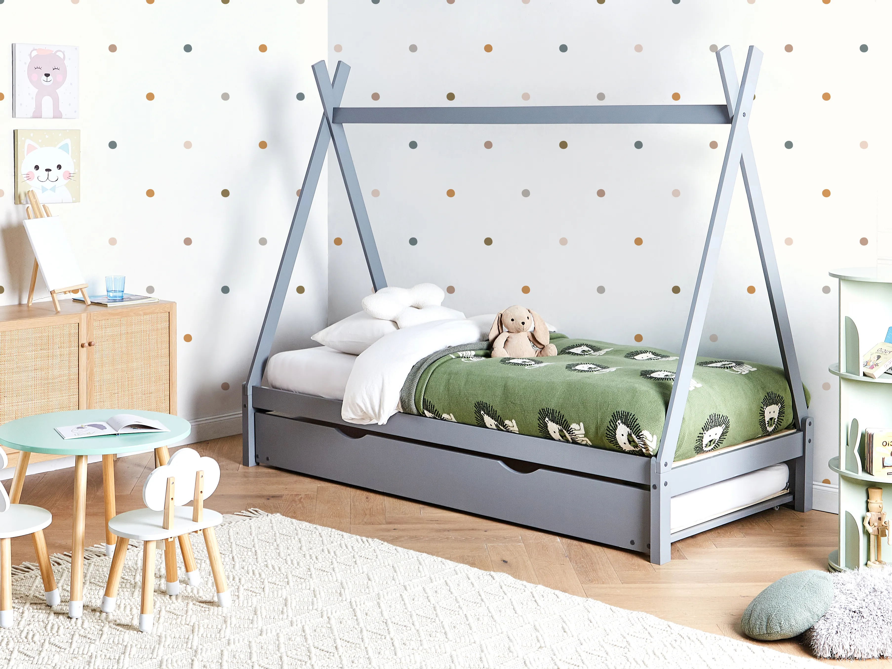 Kinderonderschuifbed Dennenhout TALMONTIERS 90 x 200 cm Grijs