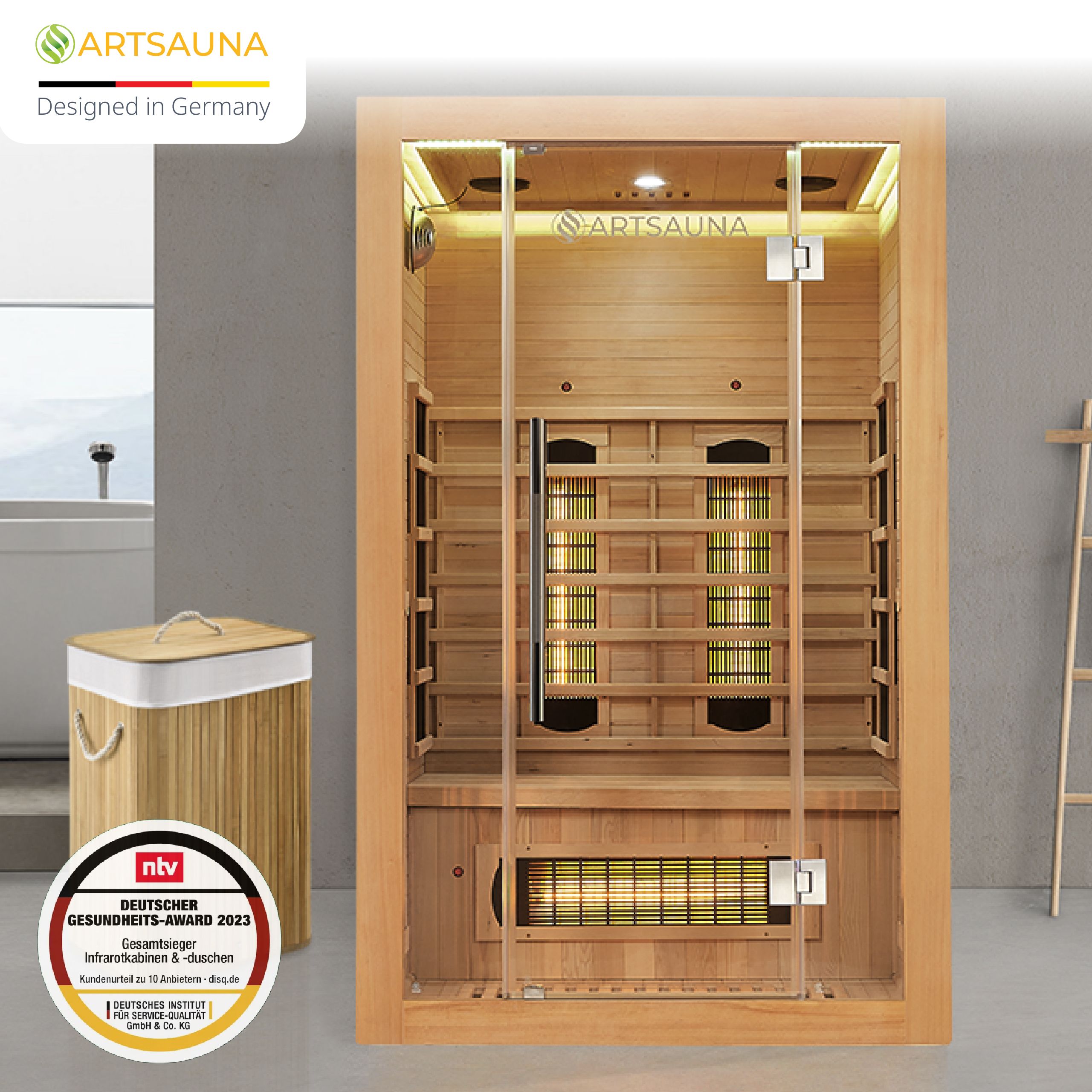 Artsauna Infrarotkabine Kiruna120 Dual Technologie – 5 Vollspektrumstrahler & 3 Flächenstrahler