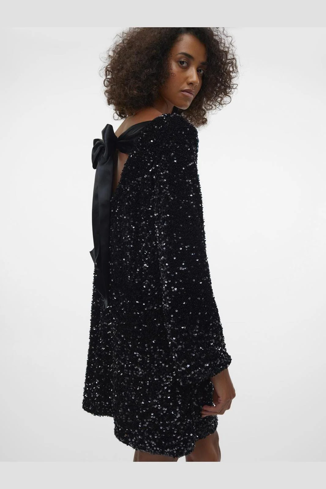 Vero Moda Vmlaila Ls Sequin Bow Dress 4682968 black