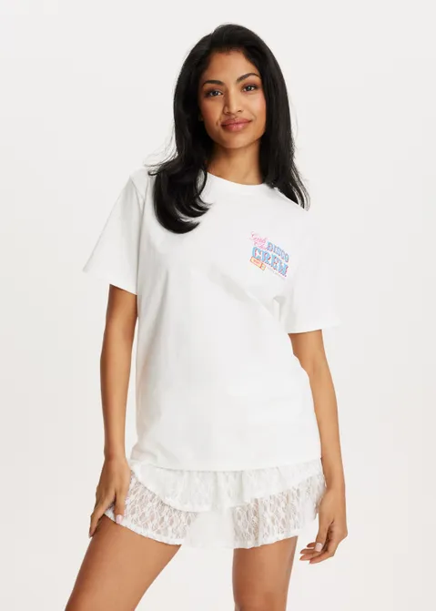 T-shirt met print disco crew wit (WIT)