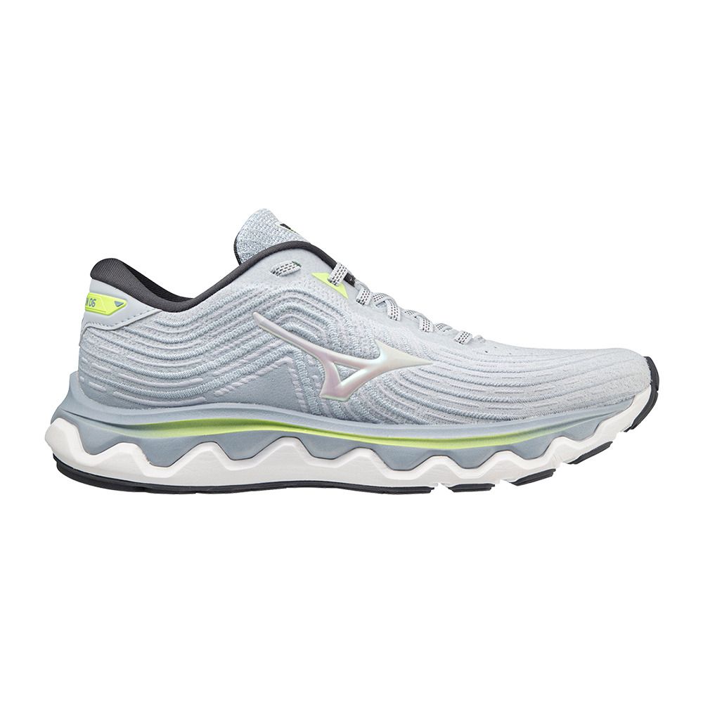 Mizuno WAVE HORIZON 6 - Chaussures running Femme heather/wht/neolime