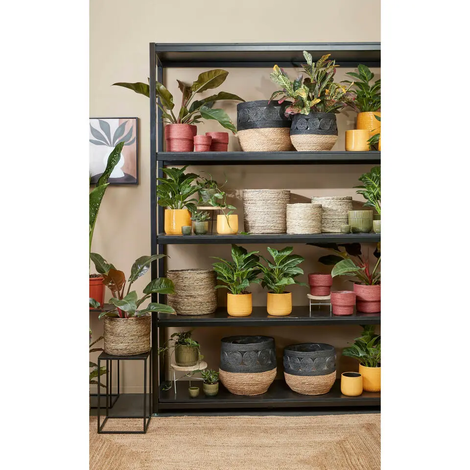 Mica Decorations - Plantenpot - groen - stripes - D19 x H18 cm