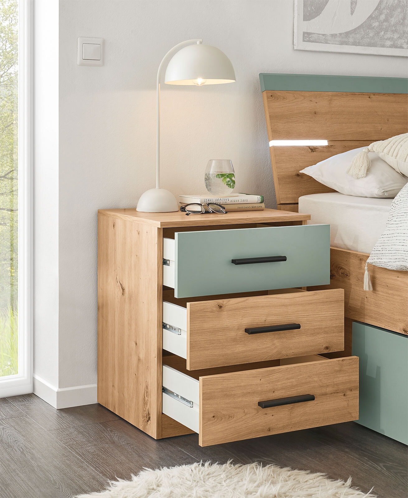 Bettanlage Savina 3-teilig braun/ grün