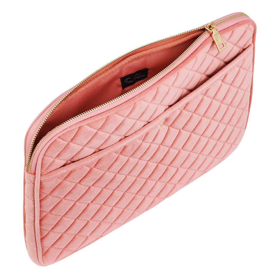 Fan Palm Rose Quilted Velvet Laptop Sleeve