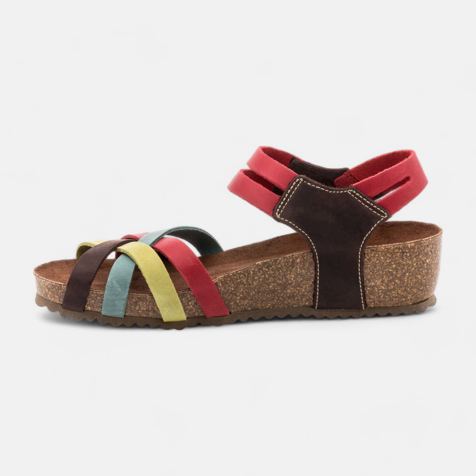 Mules semelle liège Femme en cuir multicolore