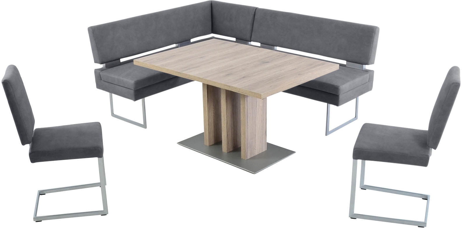 K+W Komfort & Wohnen Essgruppe 4 Stk. tlg. langer Schenkel links oder rechts, 2 Freischwinger, 1 Funktionstisch