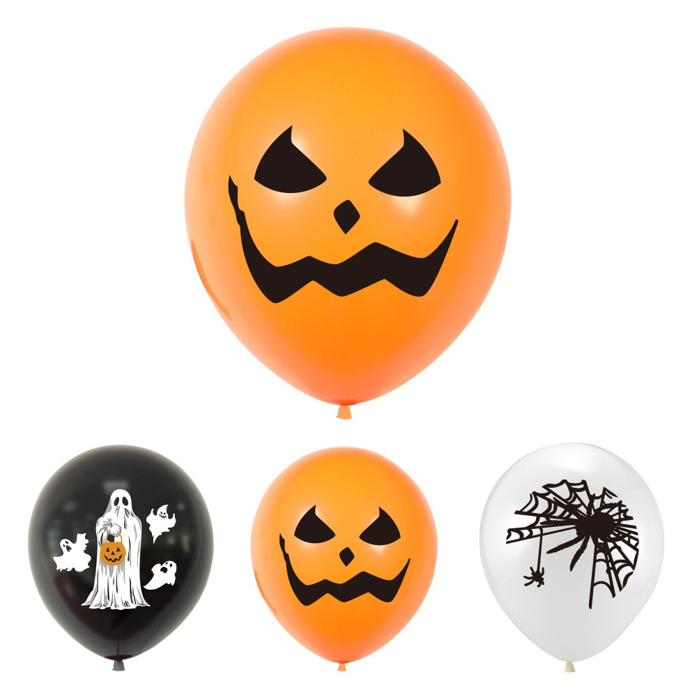 (10-tlg. Set) Ø30cm Party Ballons Halloween Luftballons - Kürbis / Spinne / Gespenst