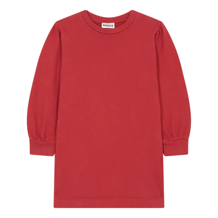 SMALLABLE BASICS Robe Pull Fille Manches Bouffantes  | Rouge cerise