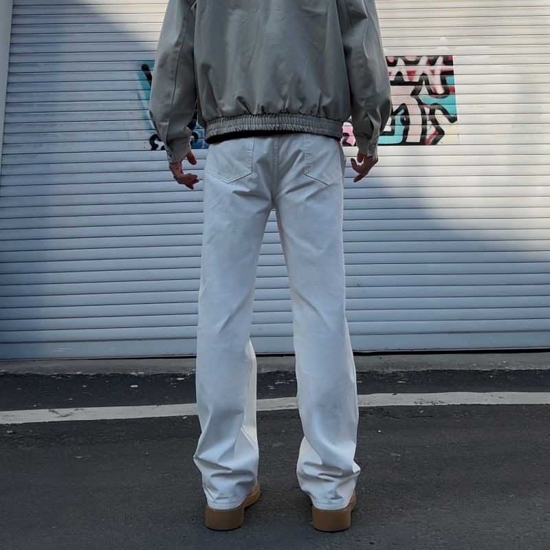 blastealle - Mid Rise Plain Straight Leg Pants