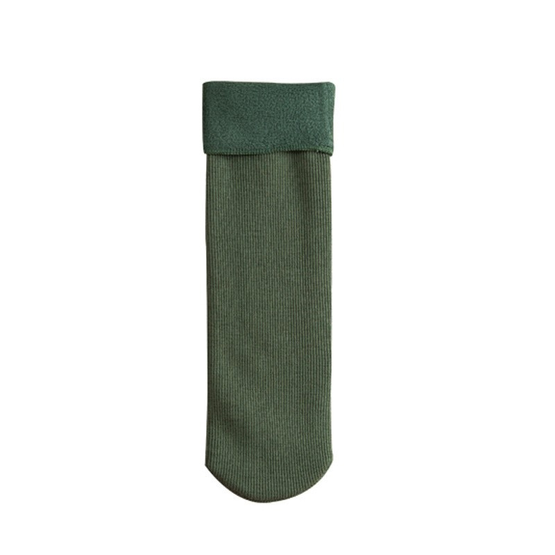 (4 Paar) Warme Socken Winter Damen Füsslinge Plüsch gefüttert (One Size) - Grün