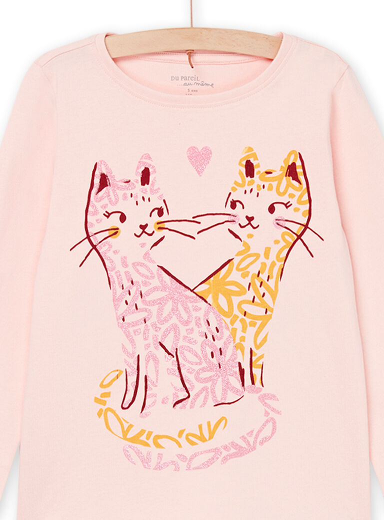 Pyjama à motif chats et imprimé fleurs