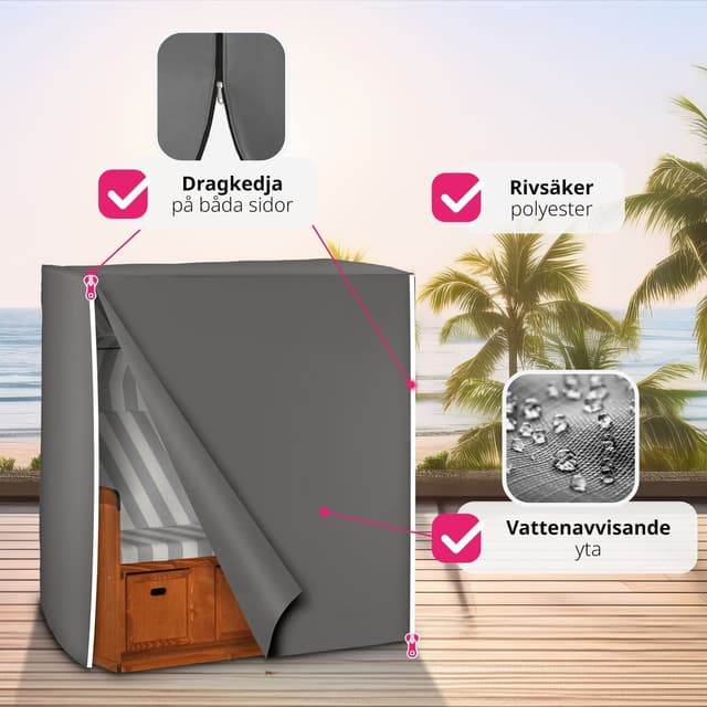 Regnslag til strandkurv