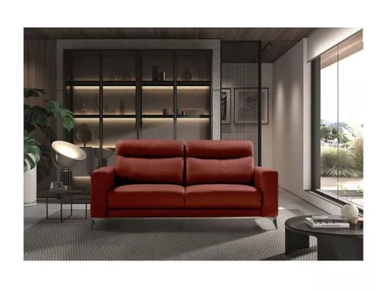 Canapé 3 places design en cuir Jorka 207cm-Couleur Noir