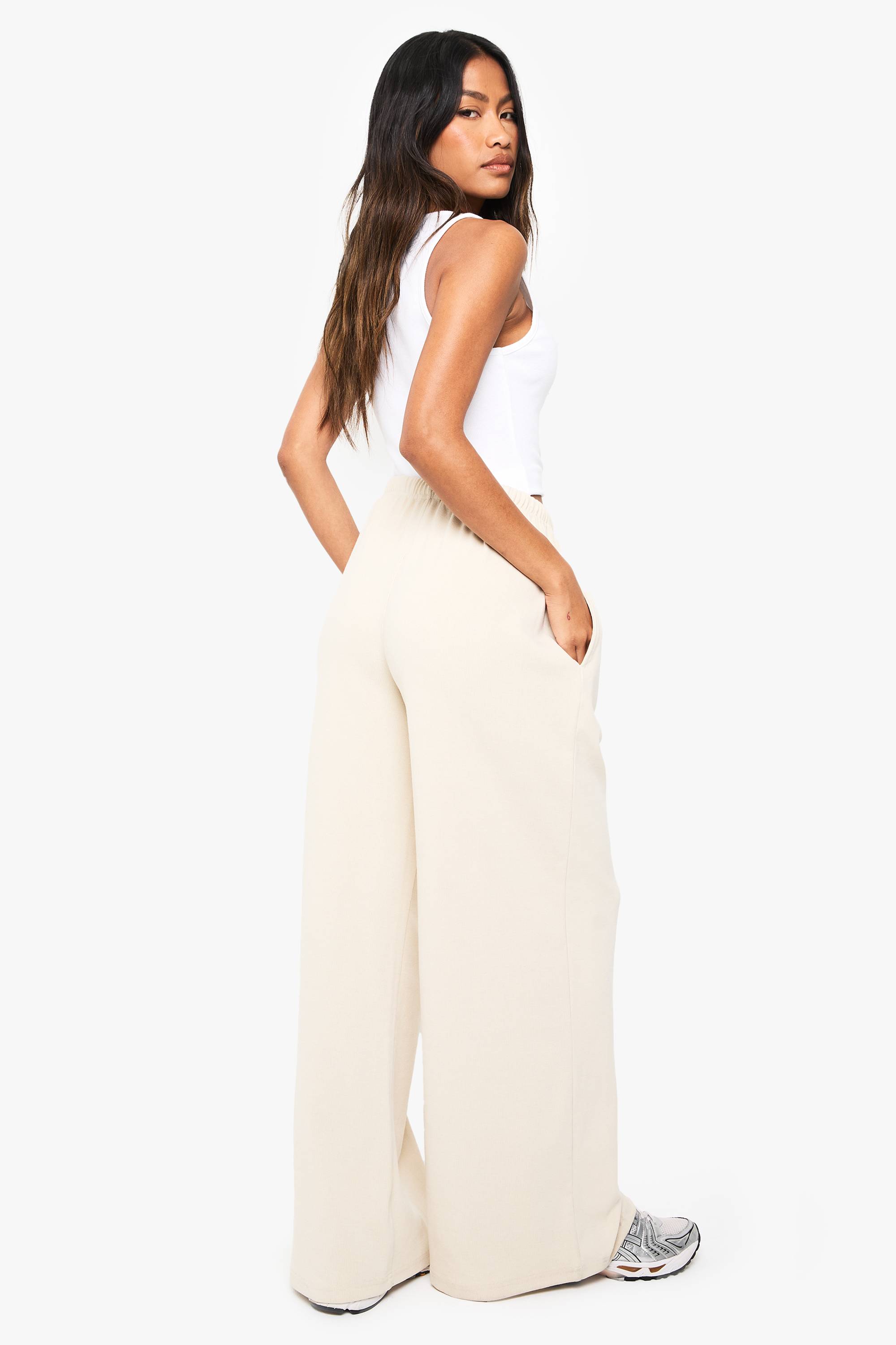 boohoo Boohoo Basics Pantalon droit à côtes