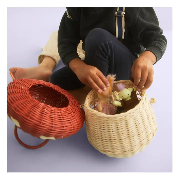 Olli Ella Panier Champignon en rotin | Rouge