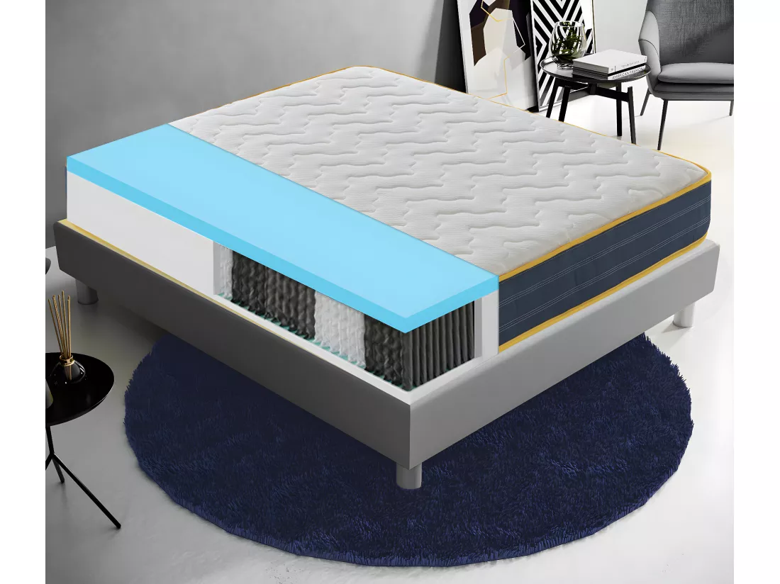 Matelas ressorts ensachés et mousse mémoire à 9 zones différenciées - 23 cm de hauteur - Anatomique 120x190 cm