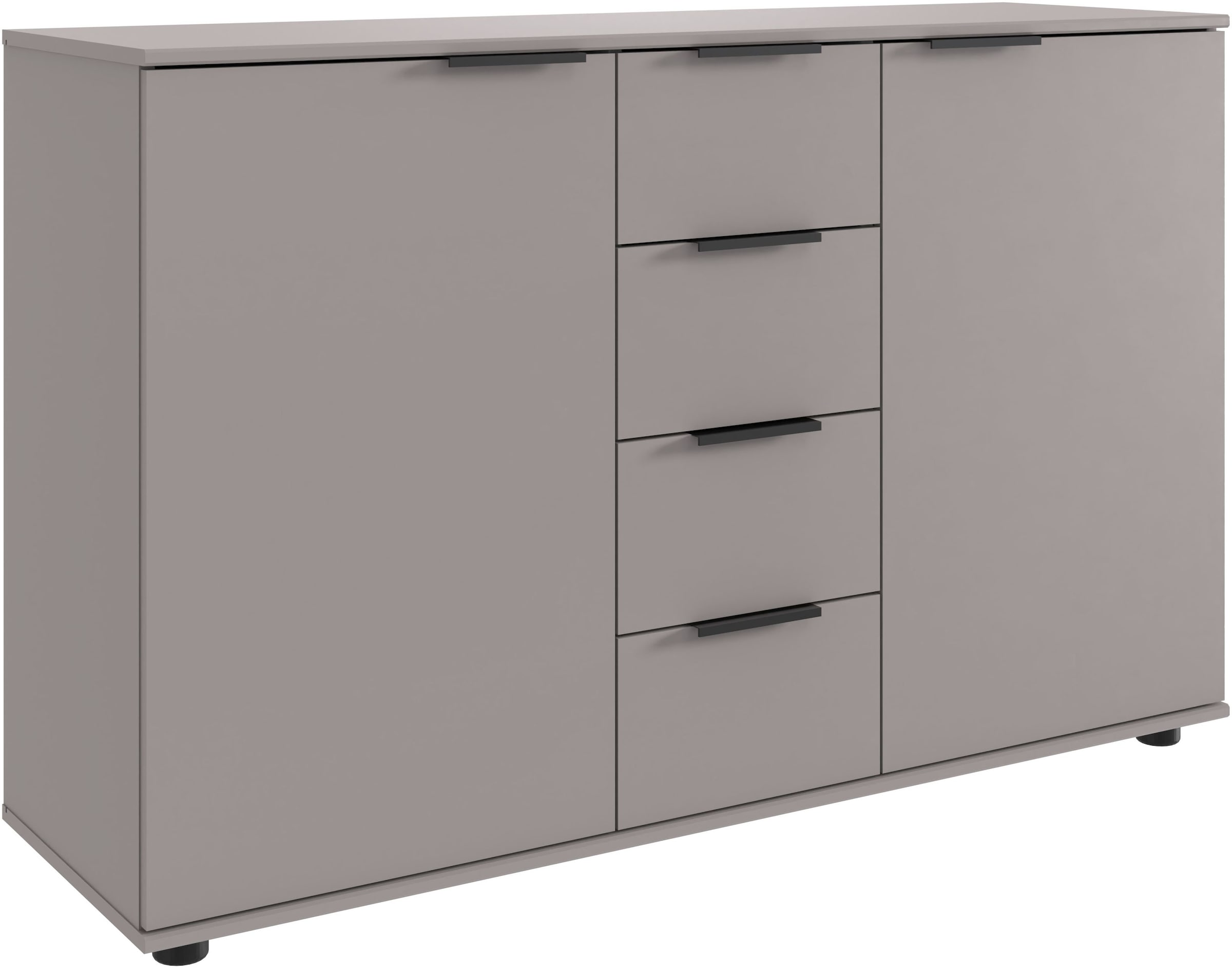 Wimex Kombikommode »Tilburg, Sideboard 130x41x83cm, Made in Germany« schwarze Metallgriffen, Stauraum hinter 2 Türenund in 4 Schubladen