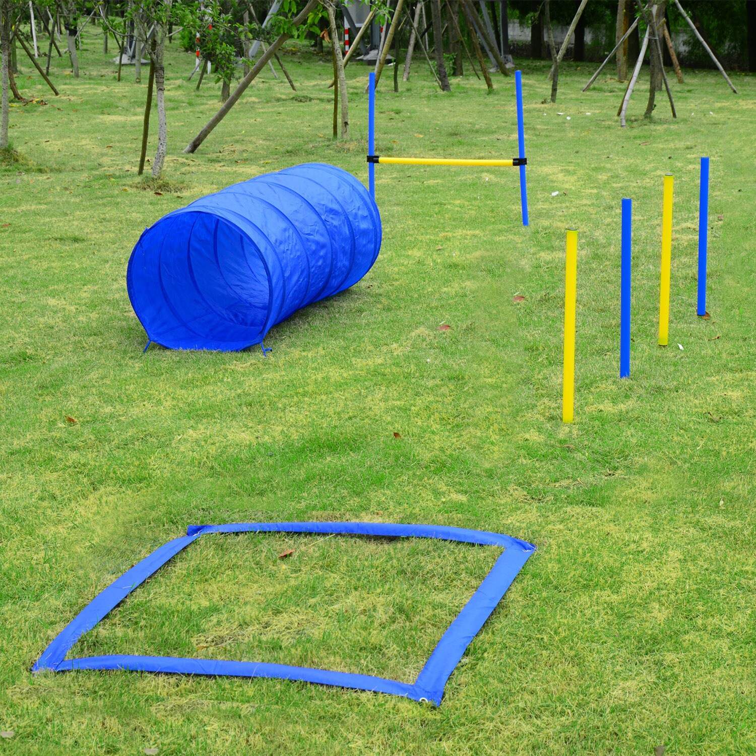PawHut Hund Agility Set inkl. Tragetasche gelb, blau