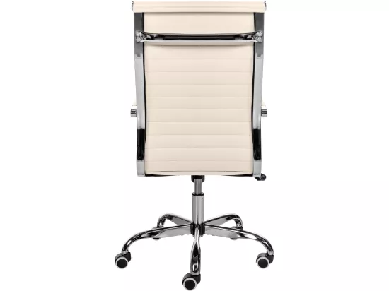 Chaise de bureau - Similicuir & Métal chromé - Crème - Amadora