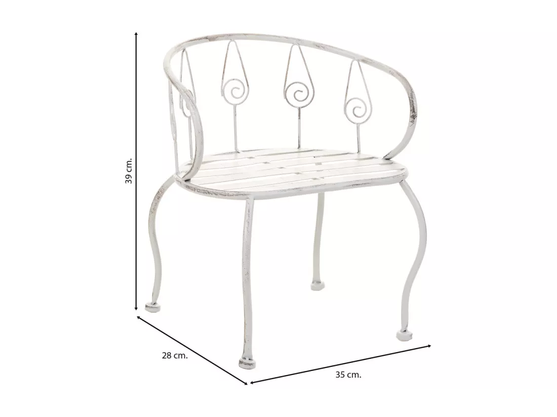 Chaise enfant en fer forgé blanc 35x28x39