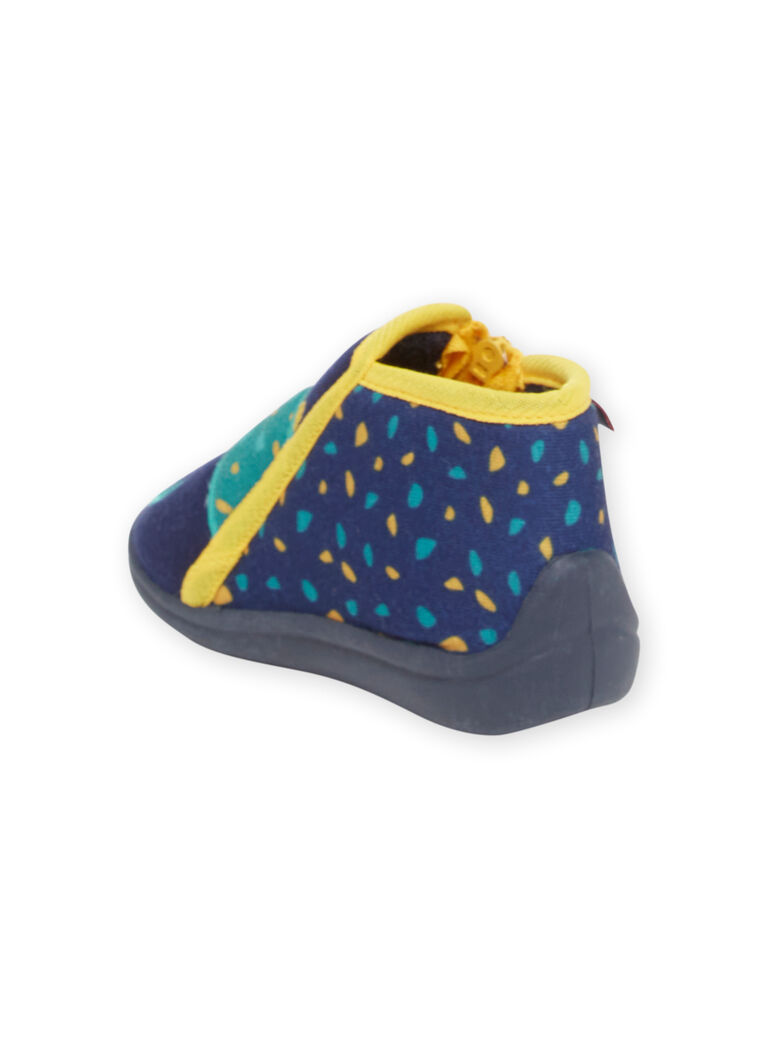 Bottillons bleu marine et jaunes à motif iguane bébé garçon