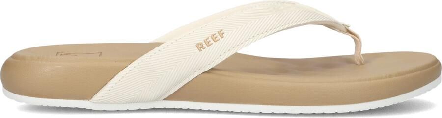 Reef Cushion Melody leren teenslippers ecru