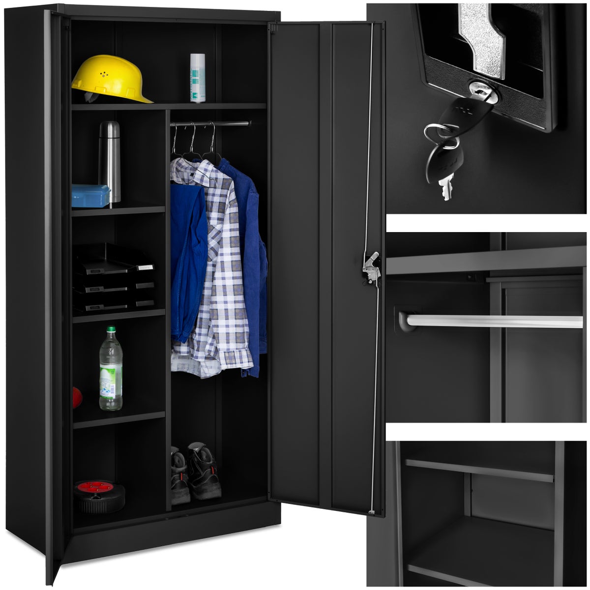 tectake locker van gepoedercoat staal, 180 x 80 x 40 cm