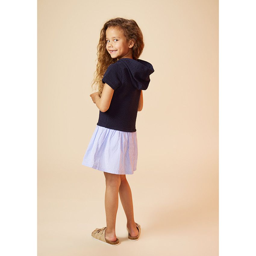 Robe 2 en 1 à capuche pour fille - Bleu marine