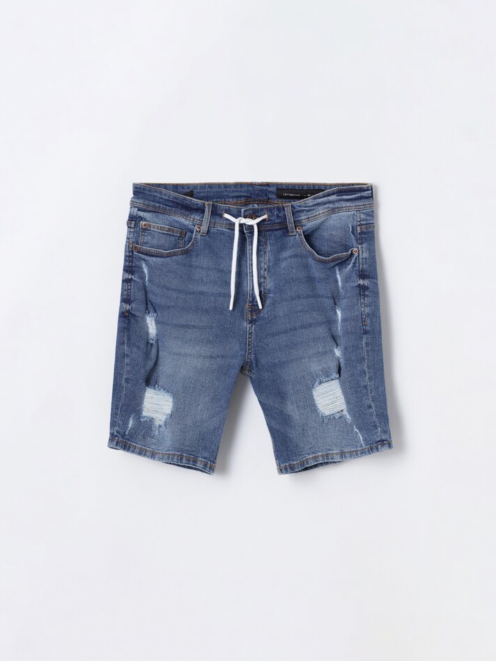 Bermuda jeans skinny stretch - Índigo