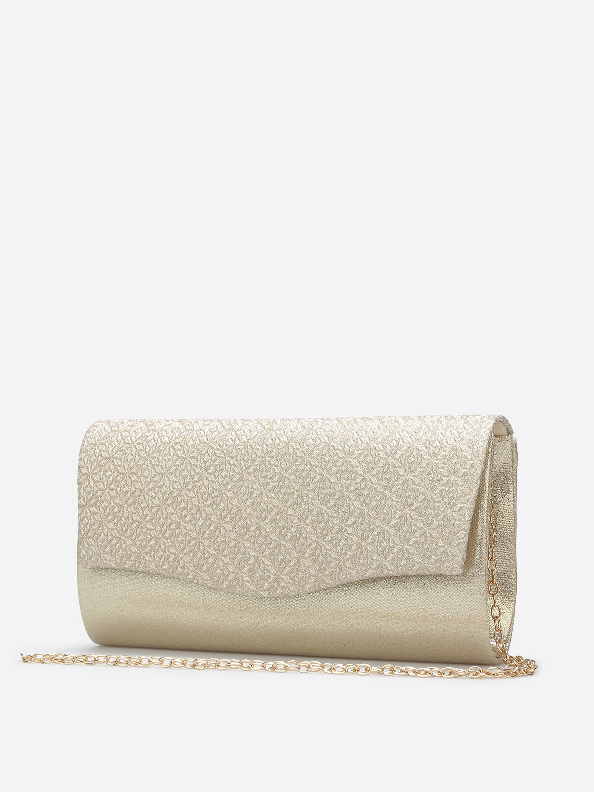 Pochette pailletée à rabat texturé- Doré