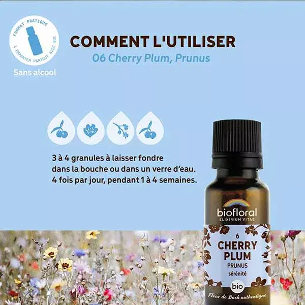 Biofloral 06 Cereja, Ameixa, Prunus, Grânulos Orgânicos de Florais de Bach 19,5g