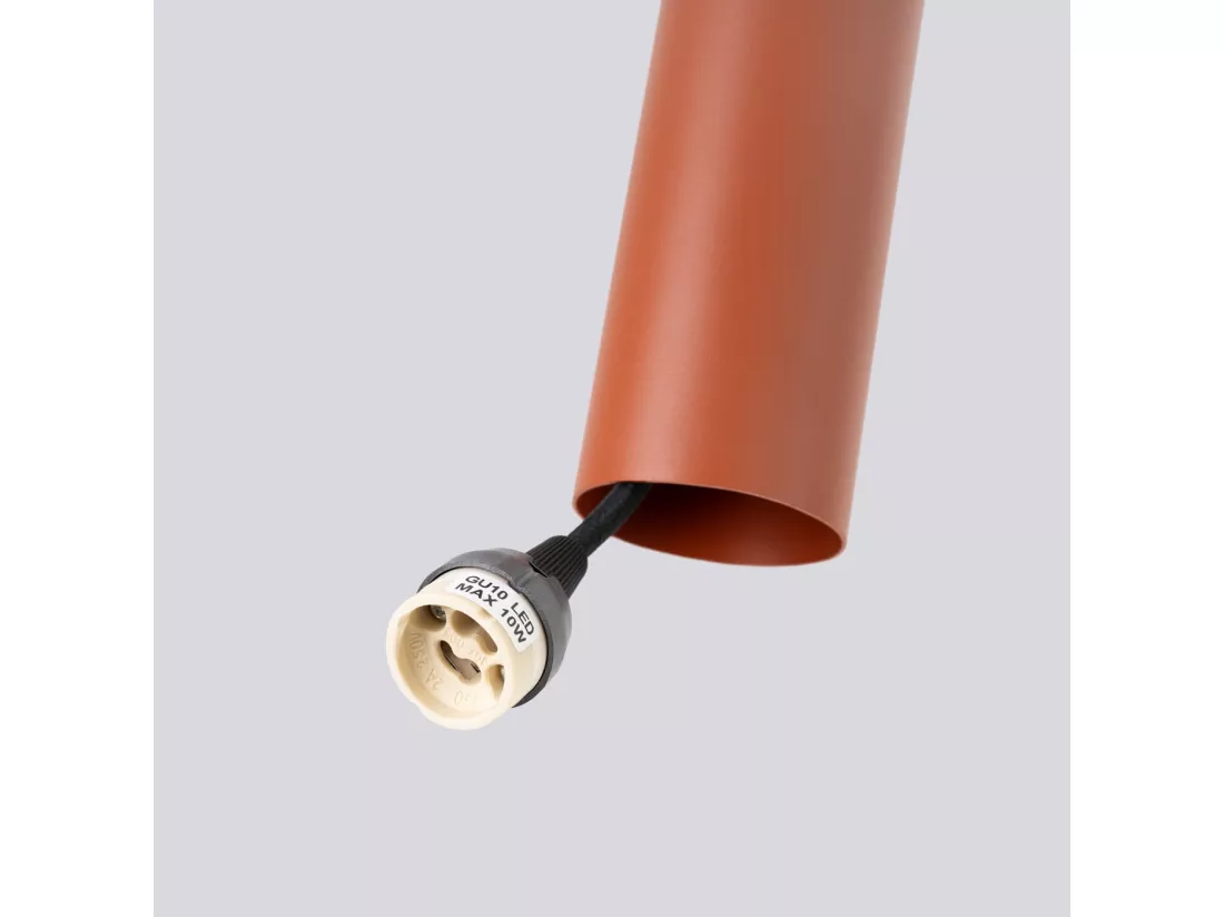 Lampe à suspension Lagos grenier en acier - 2 sources lumineuses - L.30 x H.105 cm - ocre rouge