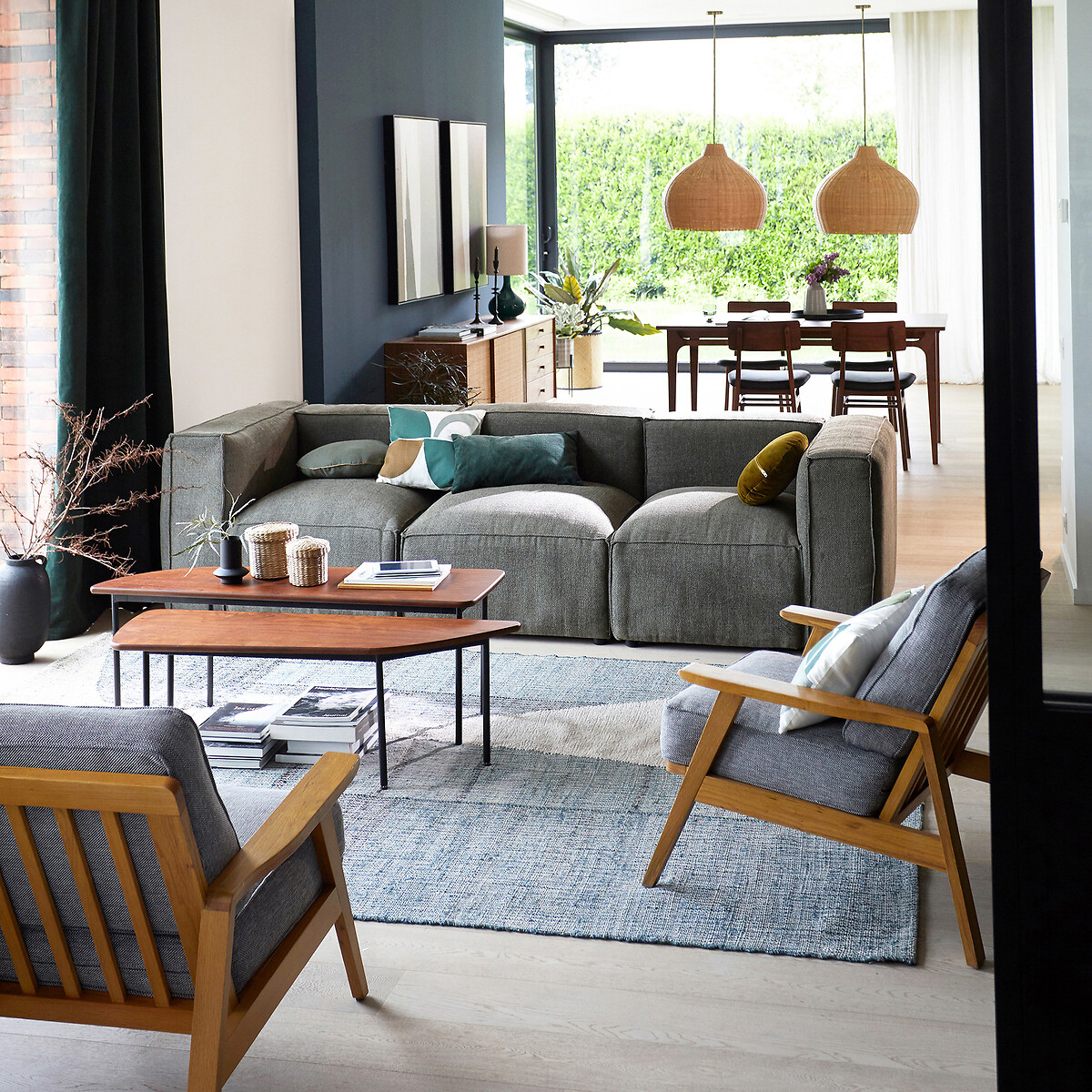 LA REDOUTE INTERIEURS<br>Banco modular em tecido texturizado, Seven