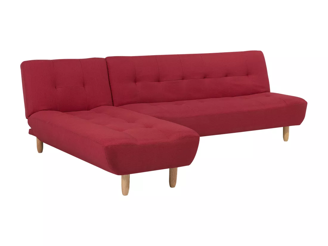 Canapé angle à gauche convertible en tissu rouge 4 places ALSTEN
