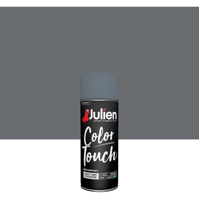 Peinture satinée multi-supports Color Touch Julien - Aérosol de 400 ml, gris anthracite RAL 7031