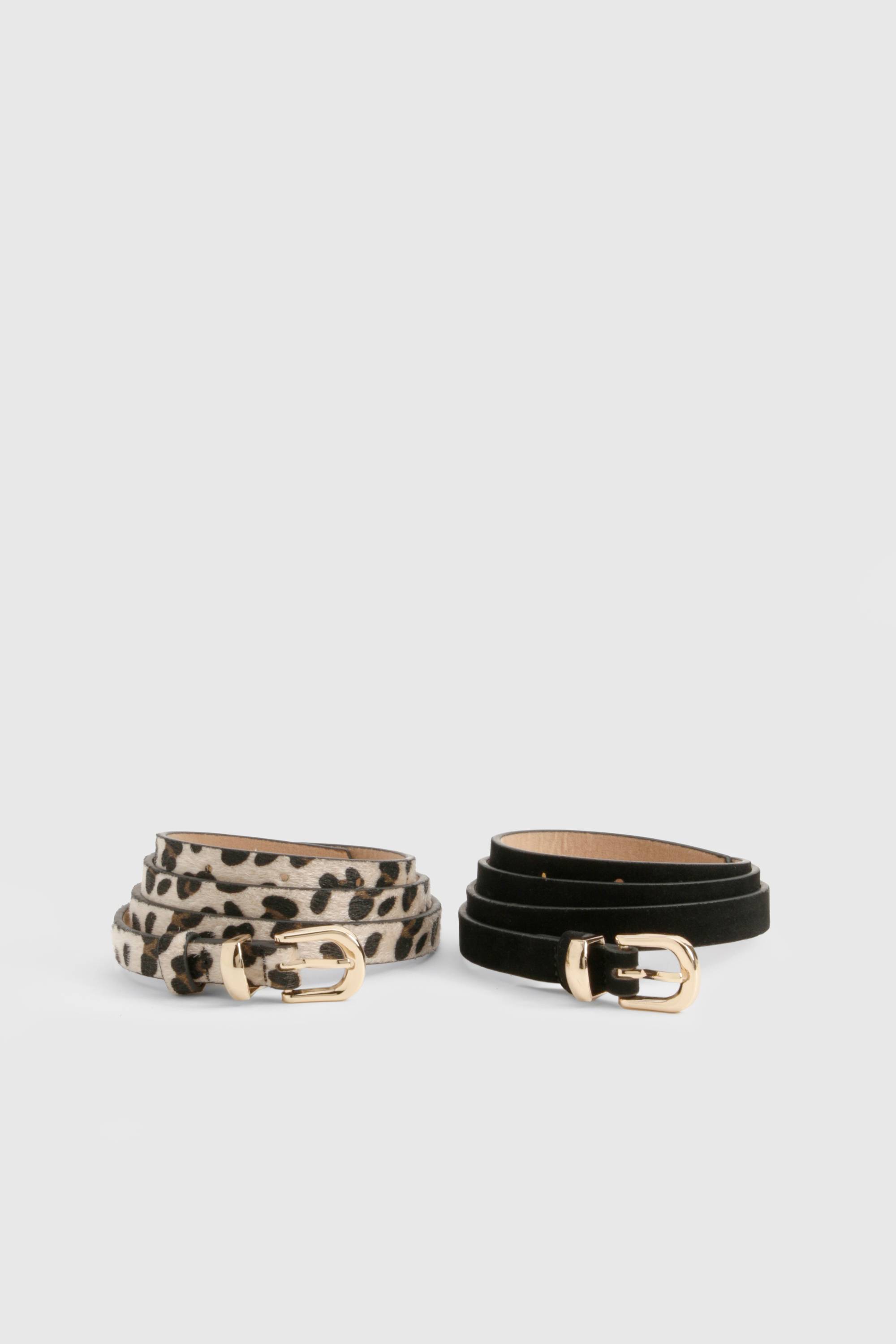 boohoo 2 Pack Ceinture Imprimé Léopard et Suédette