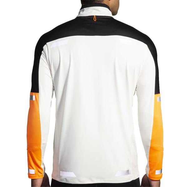 T-shirt running BROOKS RUN VISIBLE 1/2 ZIP 2.0 ECRU/FLUORO FLASH/BLACK