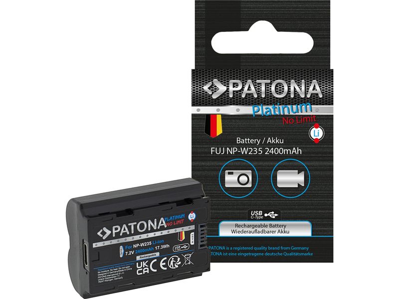 Patona Platinum Akku für Fuji FinePix NP-W235 XT-4 XT4 Platinum Batteriesatz für Fujifilm